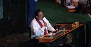 President Mahinda Rajapaksa at UN General Assembly, Sep 24, 2013-pic: news.lk