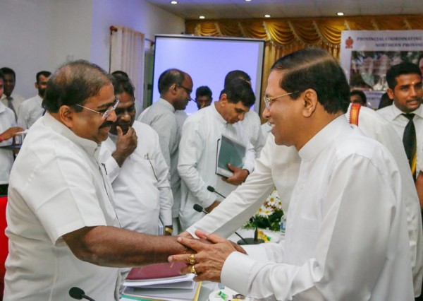 Kandiah Premachandran alias Suresh & President Maithripala Sirisena in Jaffna-Mar 2015 