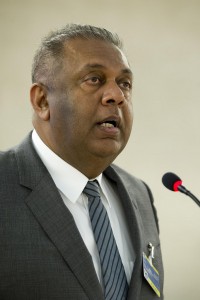 Mangala Samaraweera, Minister for Foreign Affairs, Sri Lanka addresses during the High Level Segment of the 28th Session of the Human Rights Council, Palais des Nations. Monday 2 March 2015. Photo by Violaine Martin