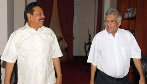 President Mahinda Rajapaksa and Opposition leader Ranil Wickremesinghe-pic: LankaeNews