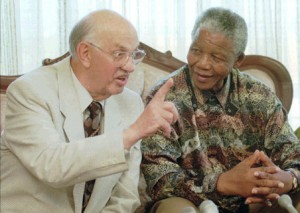 Former South African President PW Botha meets with then-President Nelson Mandela in 1995-nelsonmandela.org