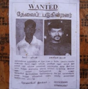 "Wanted" posters-put up by security operation-pic courtesy of: lankasrinews.com