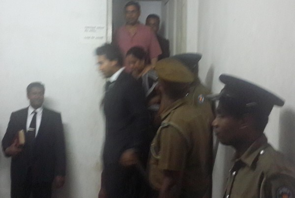 Basil Rajapaksa leaving the Magistrate’s Chambers on April 22nd at 11.35 p.m