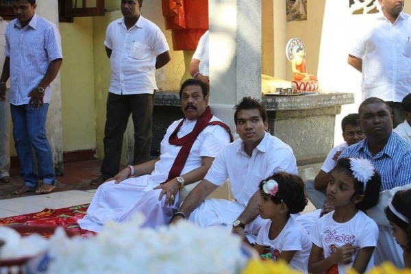 Former President Mahinda Rajapaksa & son Namal Rajapaksa MP on Sinhala-Tamil New Year day-Apr 14, 2015