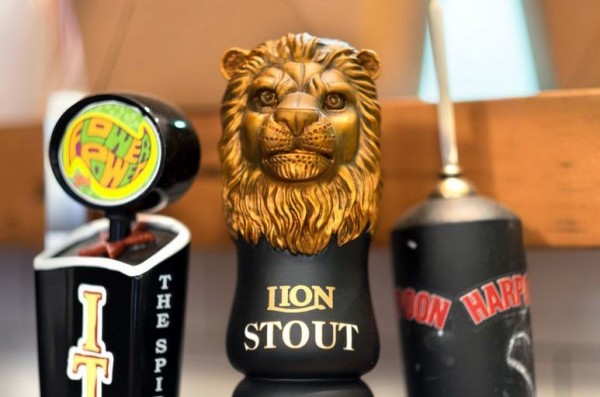 Lion Stout beer, brewed in Sri Lanka, is on draft.