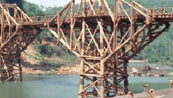 A still of the bridge from the movie The Bridge On The River Kwai